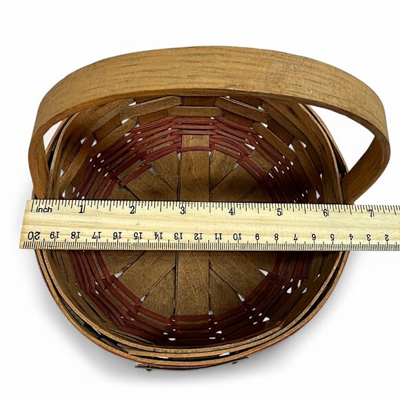 VTG Longaberger 8" Handwoven Basket Brown & Red Christmas Cookies Retired 7 x 3 - Picture 5 of 6